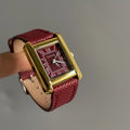 Vintage Square Leather Watch [1VLOM7X6]