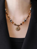 Vintage Sun Beaded Pendant Necklace [SY1ZTOAF]