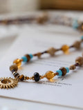 Vintage Sun Beaded Pendant Necklace [2HCQCXWU]
