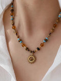 Vintage Sun Beaded Pendant Necklace [A4ABNXQR]