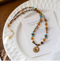 Vintage Sun Beaded Pendant Necklace [5BPJ5B0D]
