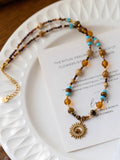 Vintage Sun Beaded Pendant Necklace [IGN1U3A2]