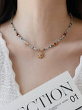 Vintage Sun Pendant Beaded Necklace [KHO0C5R5]