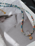 Vintage Sun Pendant Beaded Necklace [BBX1V5RL]