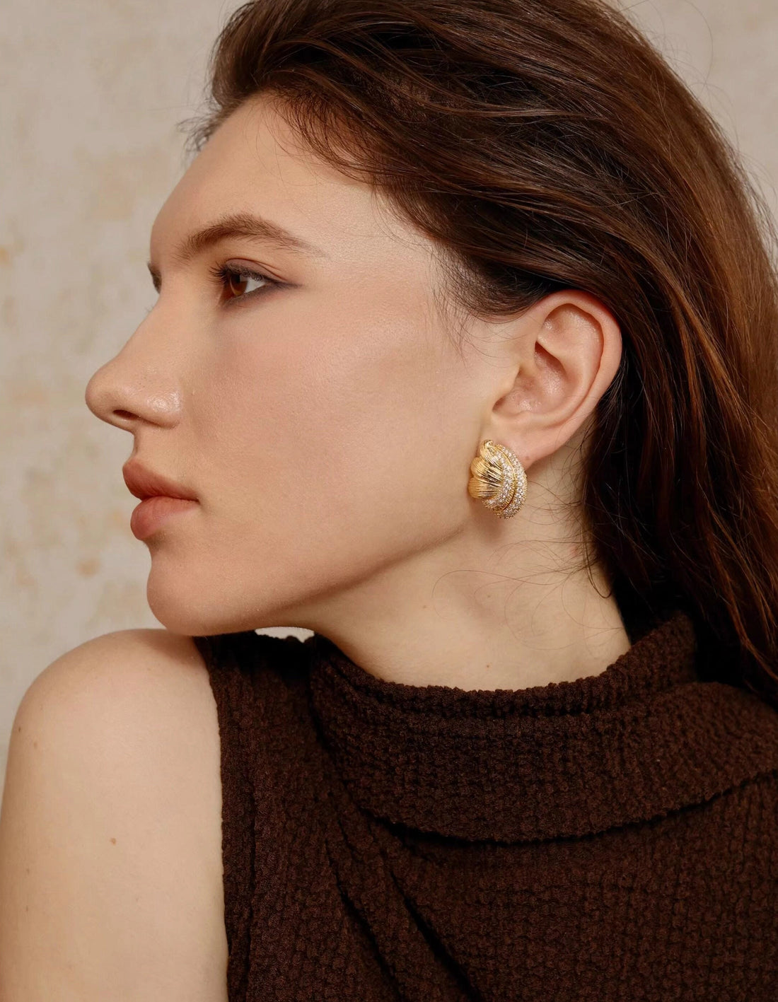 Vintage Symmetrical Gold Zircon Earrings [L4XAMMSS]