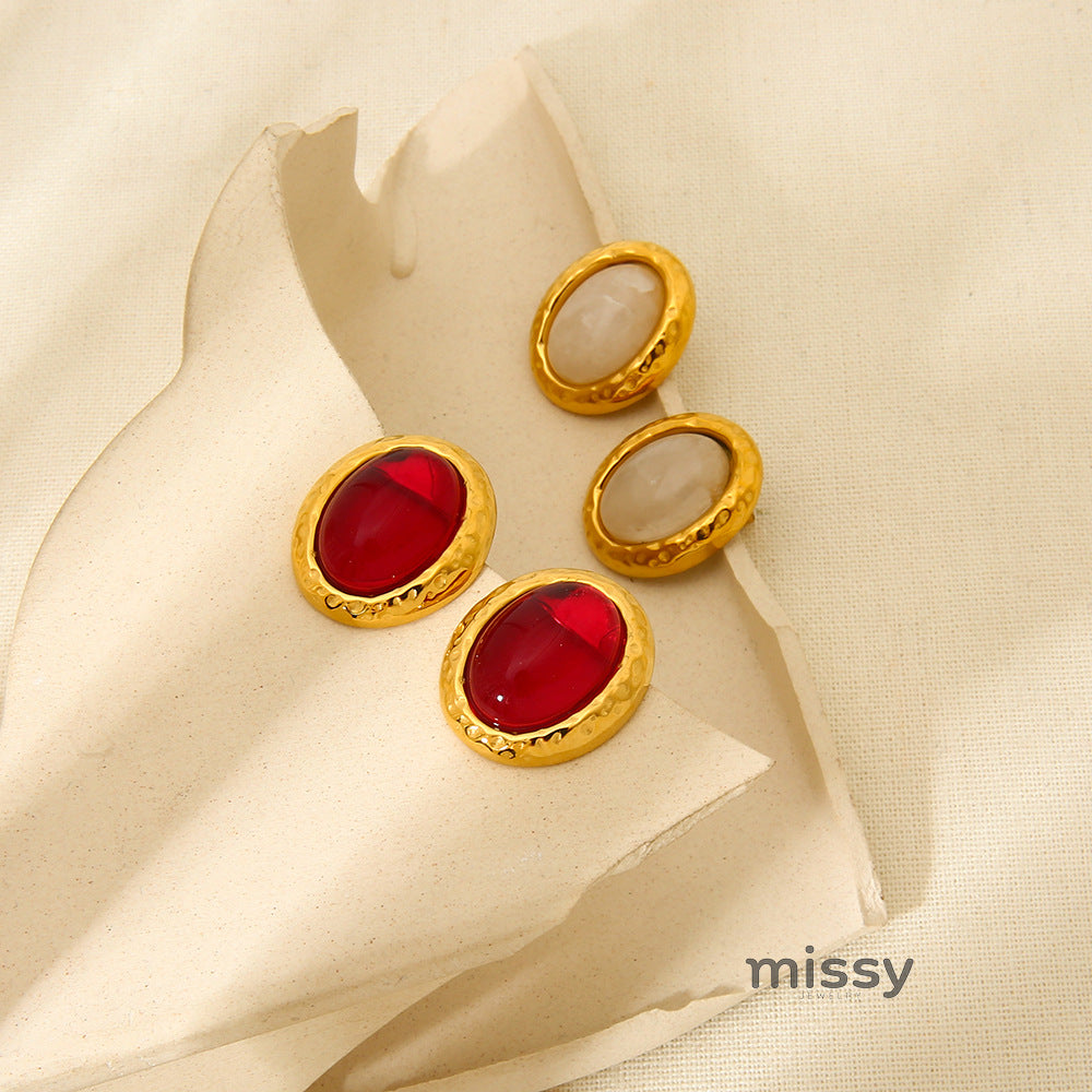 Viviann Hammered Oval Drop Earrings [HSYVH71Q]