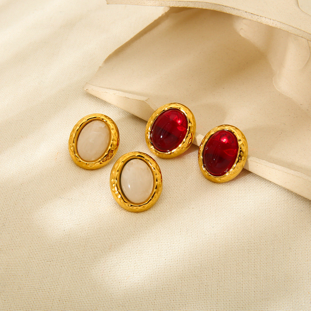 Viviann Hammered Oval Drop Earrings [HSYVH71Q]