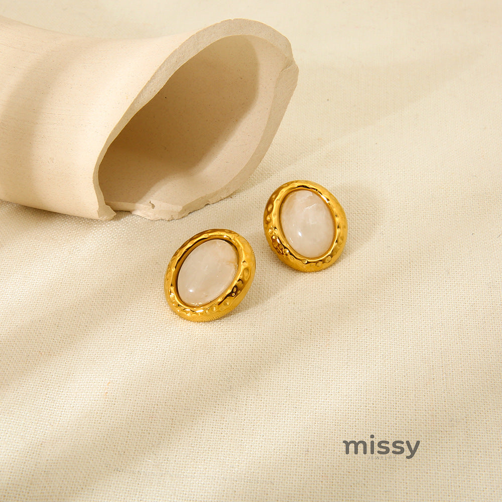 Viviann Hammered Oval Drop Earrings [Z4H4N7RK]