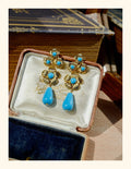 Water Wave Blue Flower Pendant Earrings [461L0L6X]