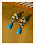 Water Wave Blue Flower Pendant Earrings [ZT85MG7E]