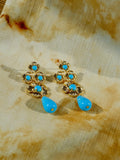 Water Wave Blue Flower Pendant Earrings [EENYZA4G]