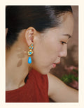 Water Wave Blue Flower Pendant Earrings [QBYOIU86]