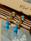 Water Wave Blue Flower Pendant Earrings [YXB47HWD]