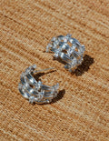 Woven Ribbon C-Ring Hoop Earrings [1E28IFP9]
