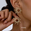 Xandria Golden Sunflower Stud Earrings [AQW1WF37]