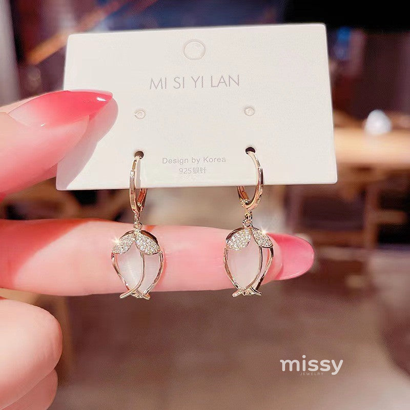 Yashika Gold Tulip Opal Earrings [YN3X9681]