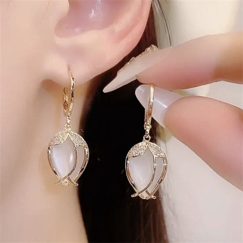 Yashika Gold Tulip Opal Earrings - Gold [01LO7E2G]