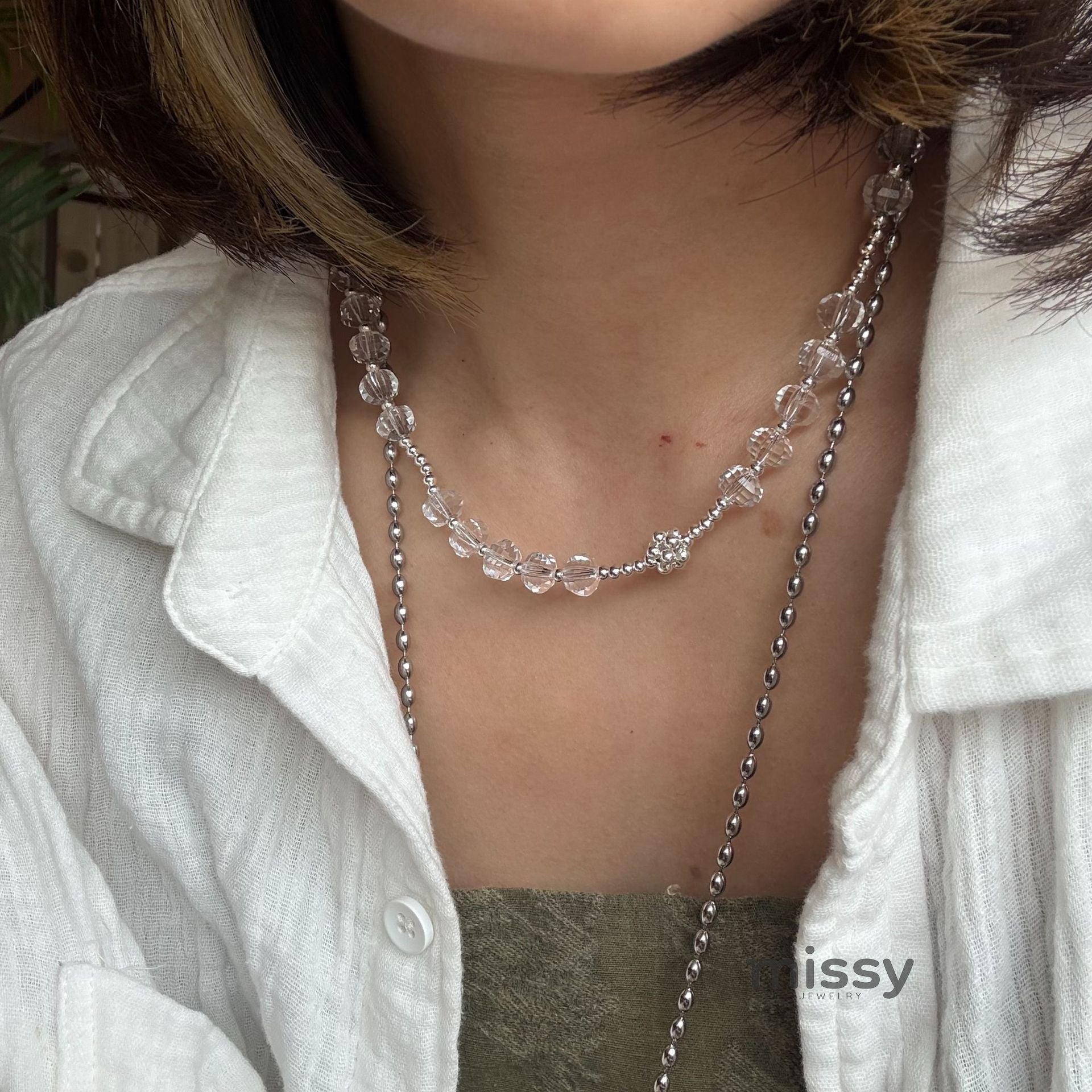 Yatzil Layered Crystal Necklace [9YOIP09P]