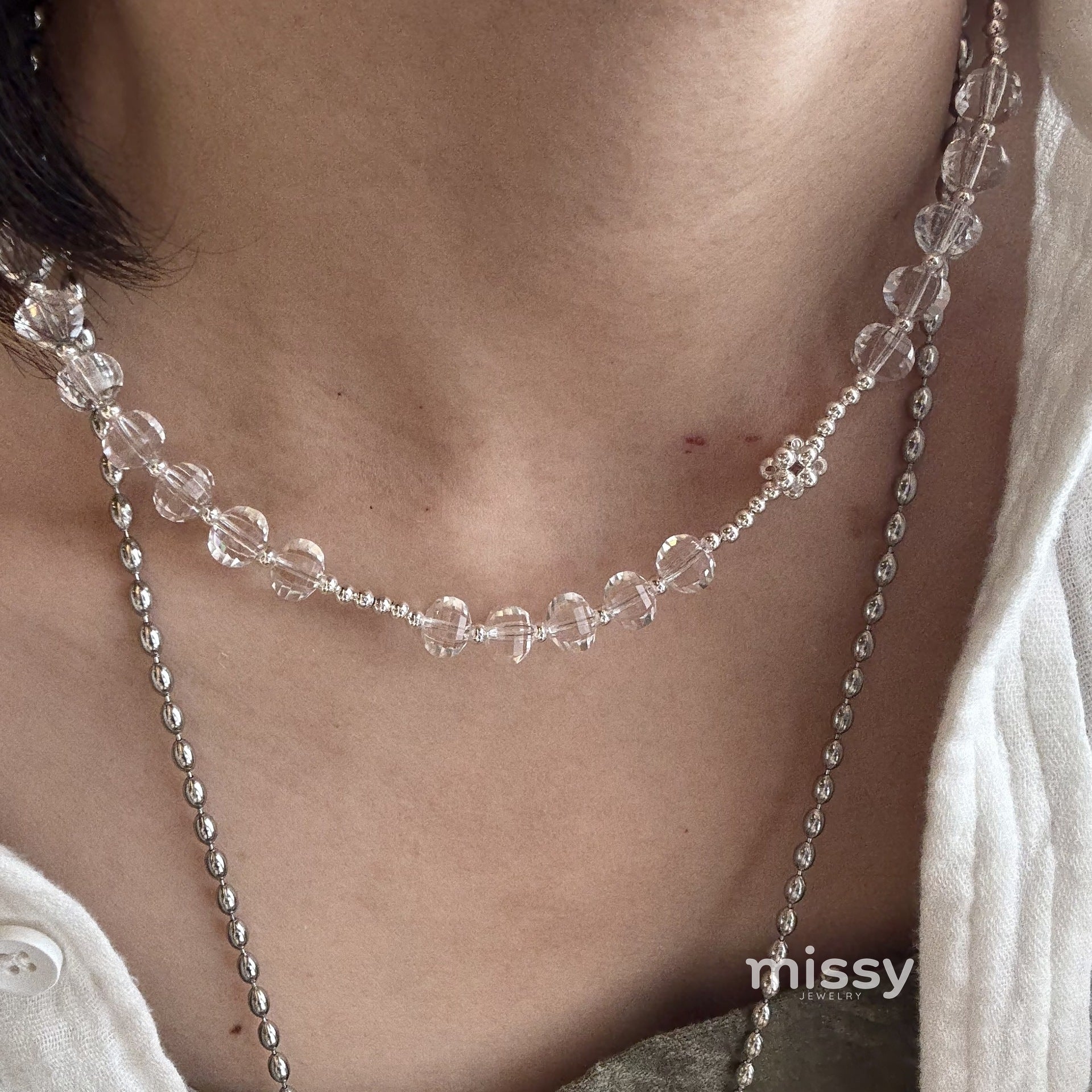 Yatzil Layered Crystal Necklace [C14OMJ6P]