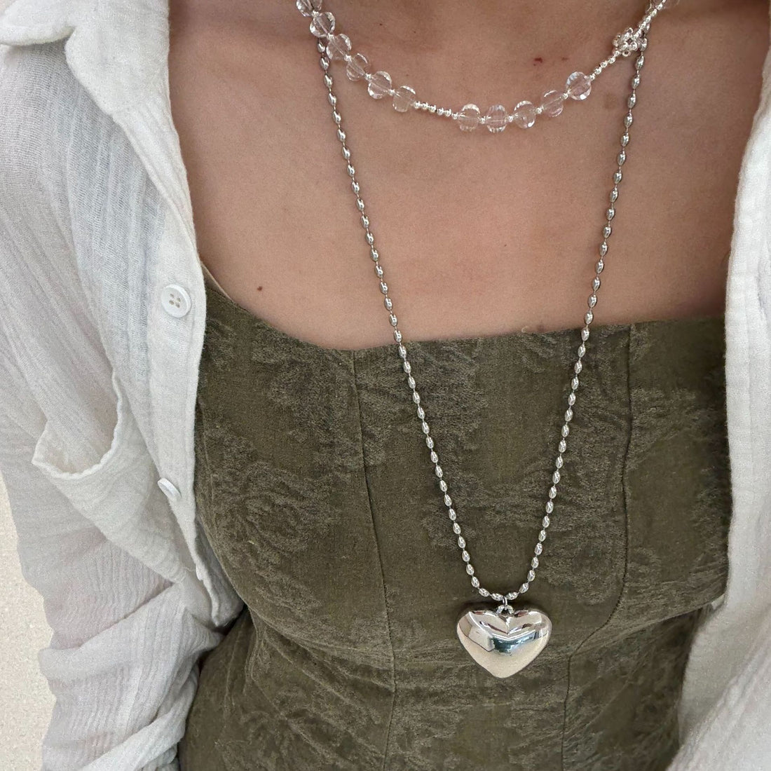 Yatzil Layered Crystal Necklace [A4F65DMG]