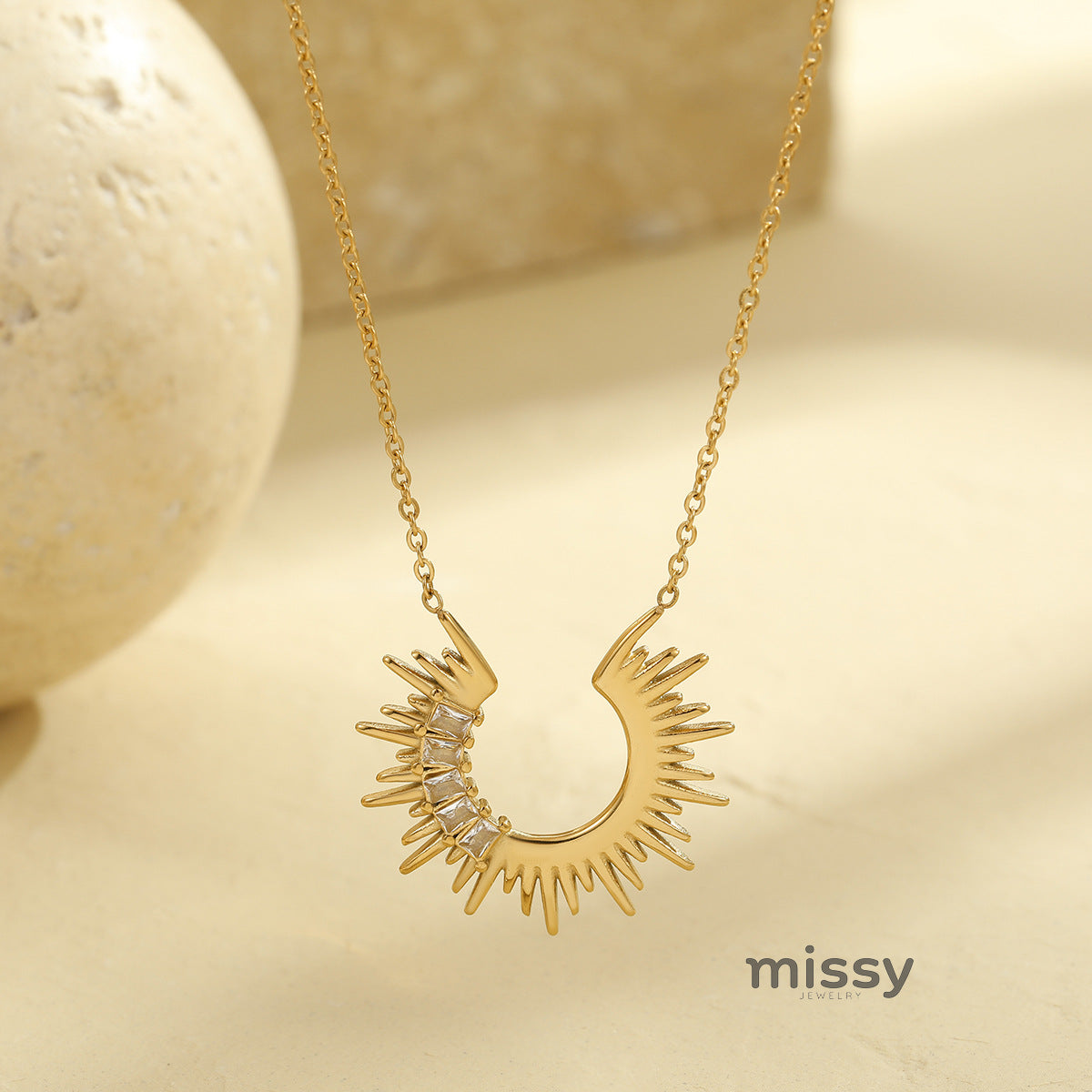 Yolanda 18K Gold Sunflower Necklace [FXA4CPSH]