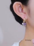 Zelda Purple Clover Pearl Earrings