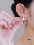 Zelda Purple Clover Pearl Earrings