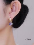Zelda Purple Clover Pearl Earrings