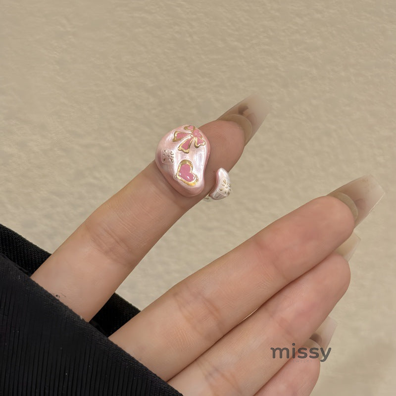 Zendaya Cat Bowknot Enamel Ring [4HT5186C]