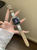 Zircon and Leather Apple Watch Band [QBEG2G7W]