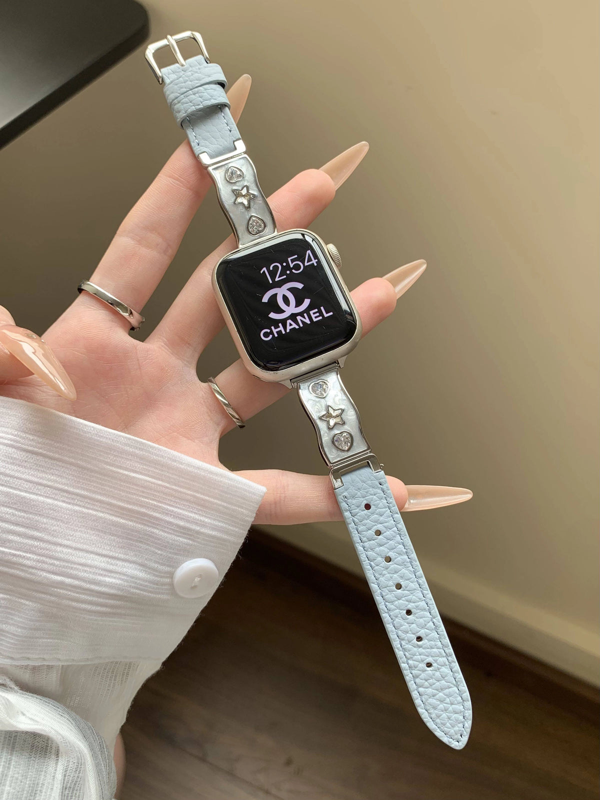 Zircon and Leather Apple Watch Band [SENRQ2VG]