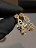 Zircon Embellished Link Hoop Earrings [PVNBIW7N]
