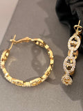 Zircon Embellished Link Hoop Earrings [YRBQMULX]