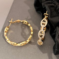 Zircon Embellished Link Hoop Earrings [UY0ILZS6]