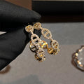 Zircon Embellished Link Hoop Earrings [5QO343CG]