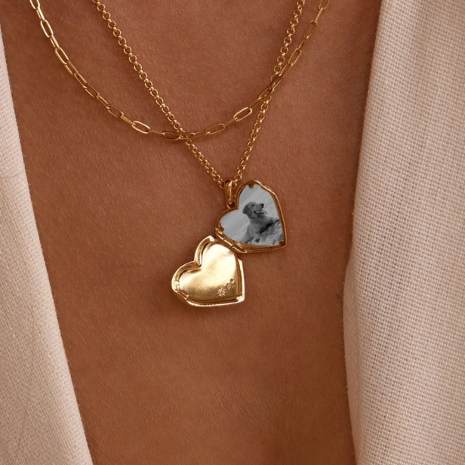 Zircon Heart Locket Necklace [X58J526R]