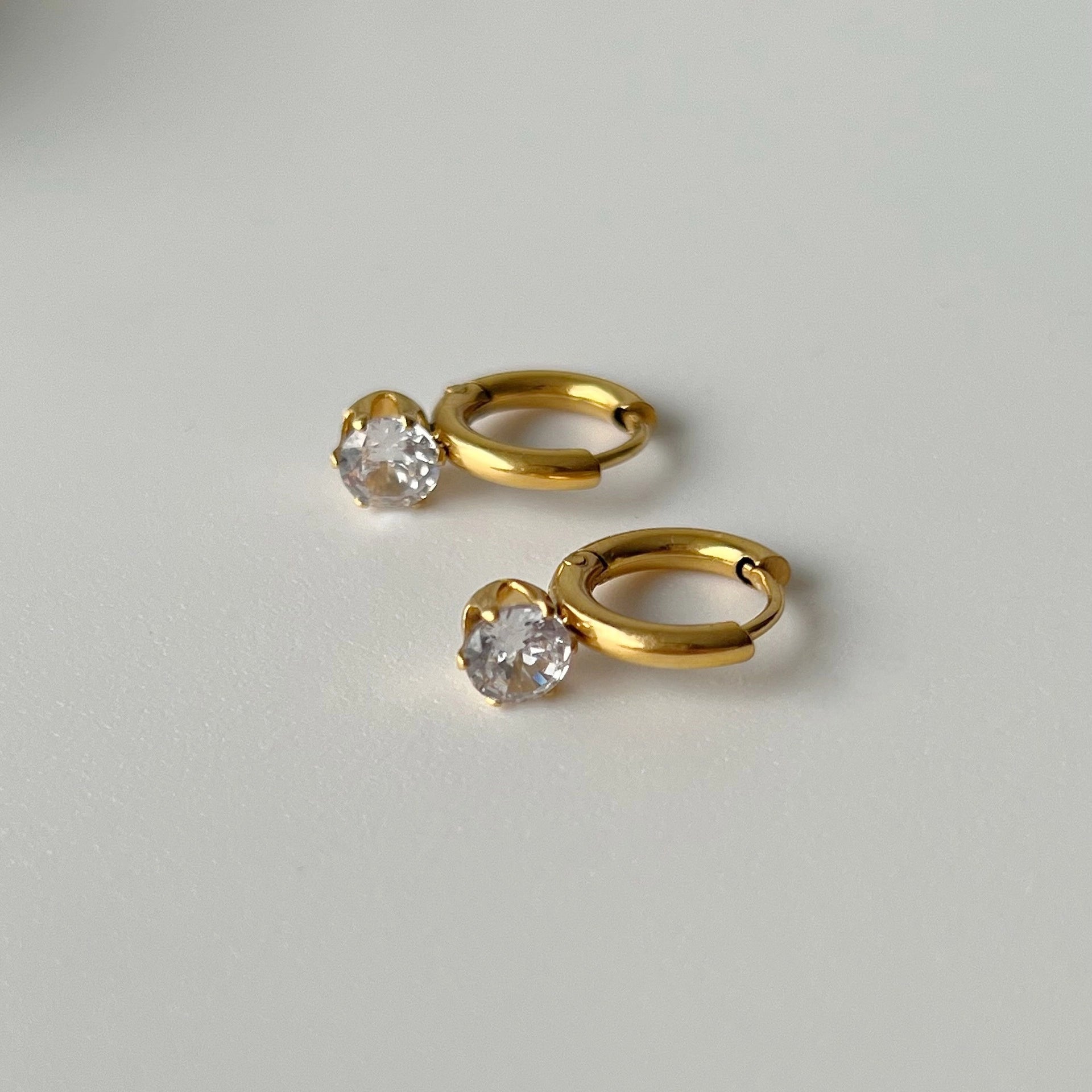 Zircon Solitaire Pendant Hoop Earrings [8OPSIZ67]