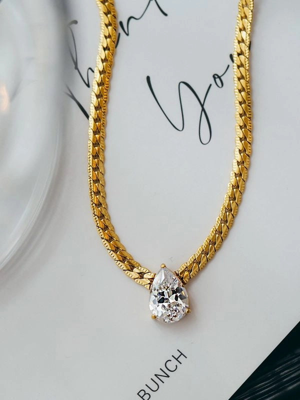 Zircon Water Drop Snake Chain Necklace [K1VV6TT0]
