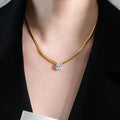 Zircon Water Drop Snake Chain Necklace [04TTXAXN]