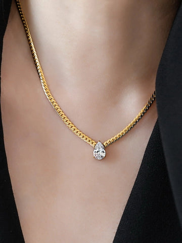 Zircon Water Drop Snake Chain Necklace [CYH8Q3Z0]