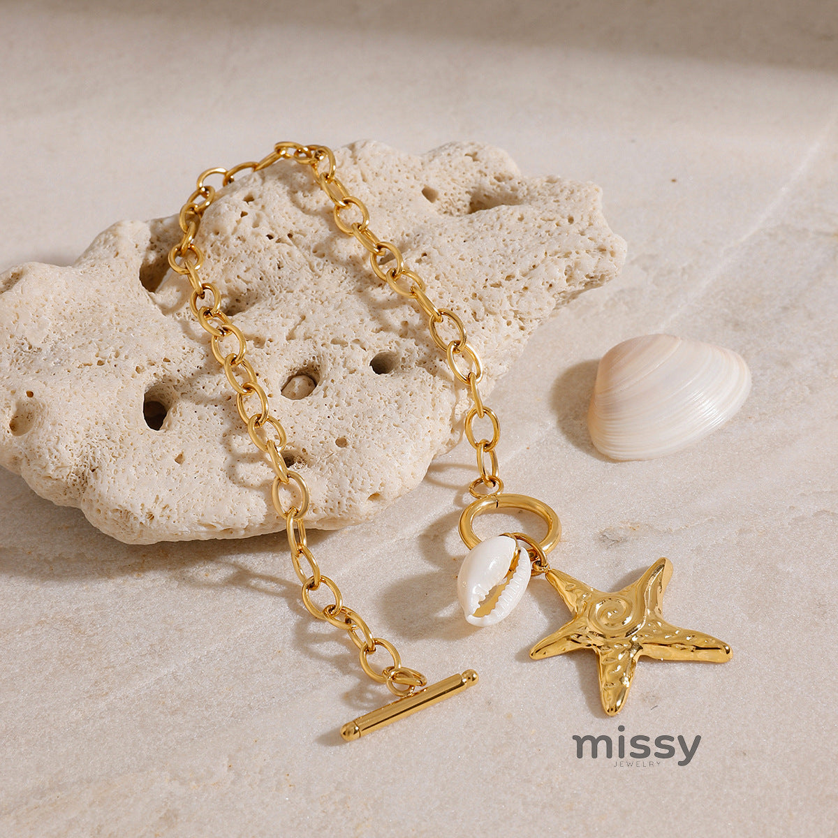 Zyla Shell Charm Jewelry Set [GE2CR0YD]