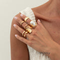 Zyrah Pearl Wave Ring Set