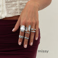 Zyrah Pearl Wave Ring Set