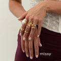 Zyrah Pearl Wave Ring Set