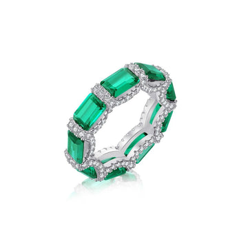 Eternity Emerald Cut 925 Sterling Silver Ring