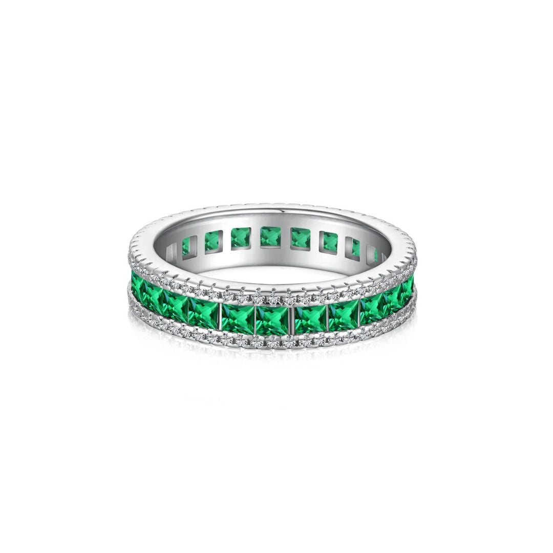 Eternity Emerald Cut 925 Sterling Silver Ring