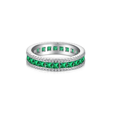 Eternity Emerald Cut 925 Sterling Silver Ring