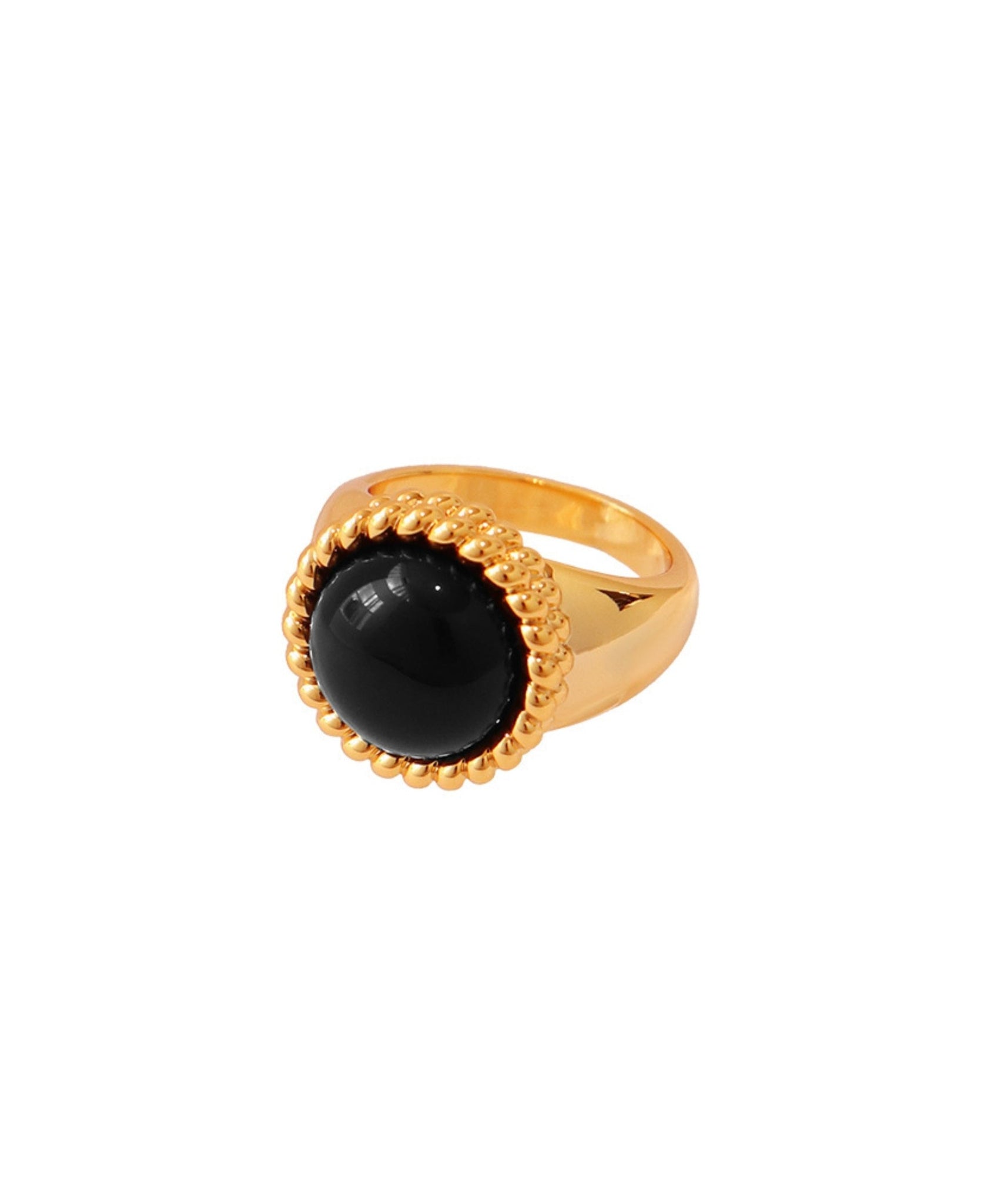 Onyx & Pearl Rings 24k Pleated Ring